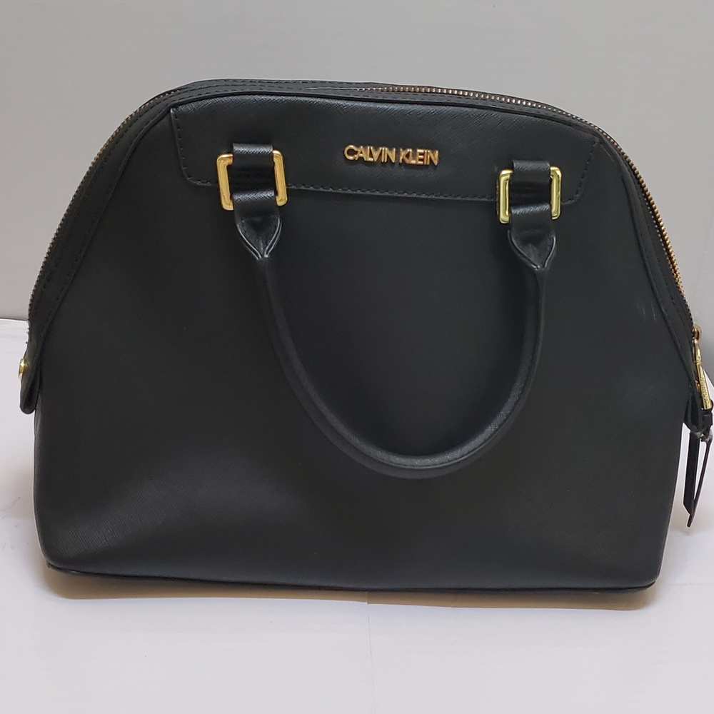 Calvin Klein Black Satchel with Gold Accents